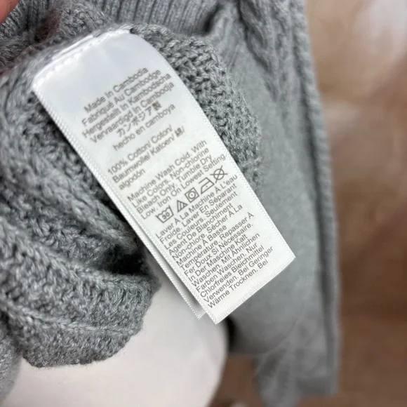NEW J. Crew Cable Knit Cotton Gray Women's Sweater - Picture 7 of 8